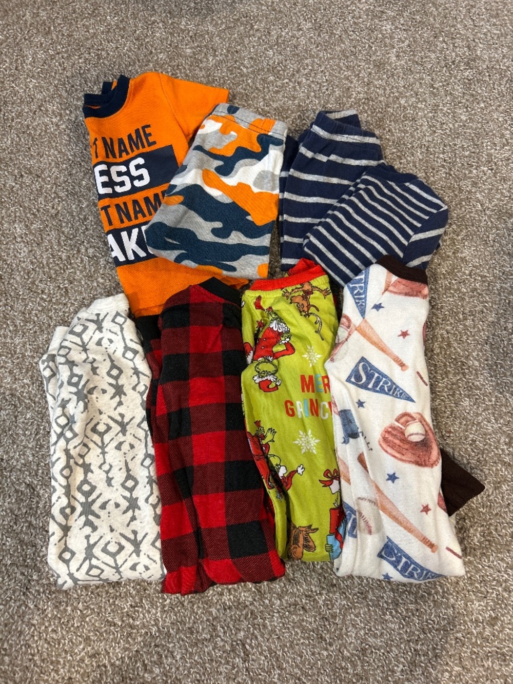 Baby boy pajama bundle lot of 6 pair of footless pjs size 6-9 months